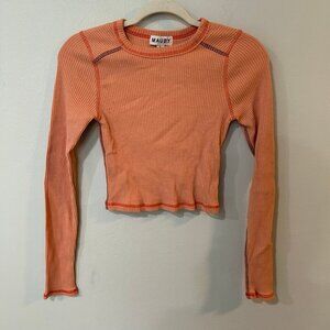 Mauby Orange Crewneck Fitted Cropped Long Sleeve Sweater Women’s Size Small